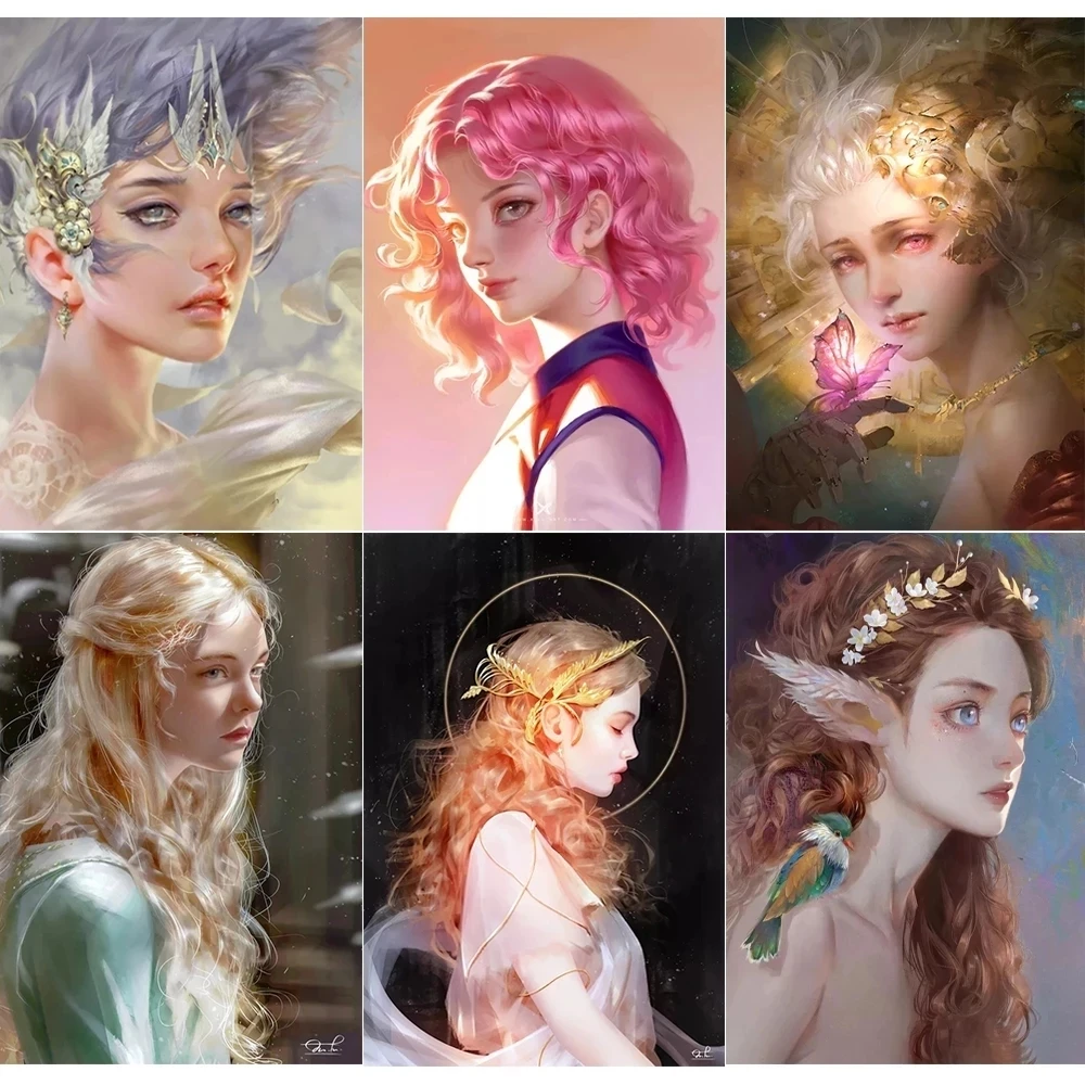 

5D Diamond Painting Elf Cartoon Girl DIY Diamond Embroidery Set Mosaic Portrait Picture Home Decoration Children's Gifts