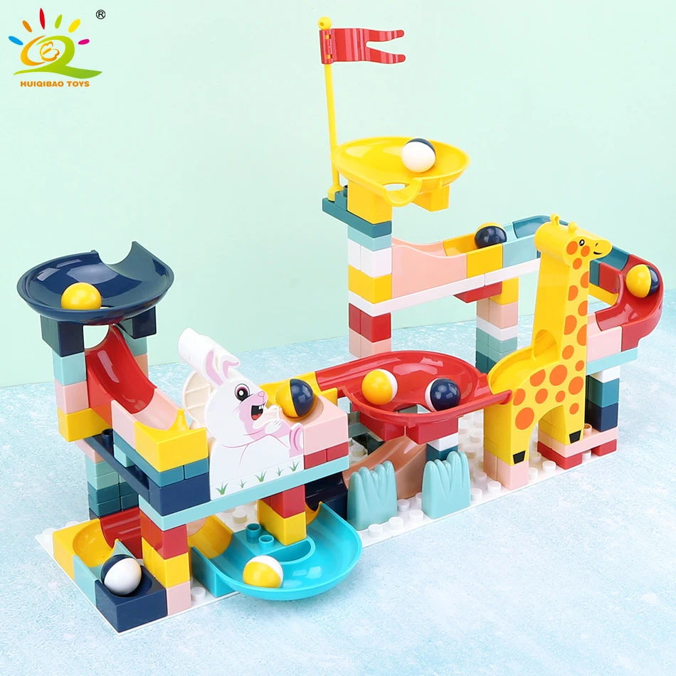 HUIQIBAO 152CS Marble Run гоночный трек слайд DIY строительные блоки городской набор большой
