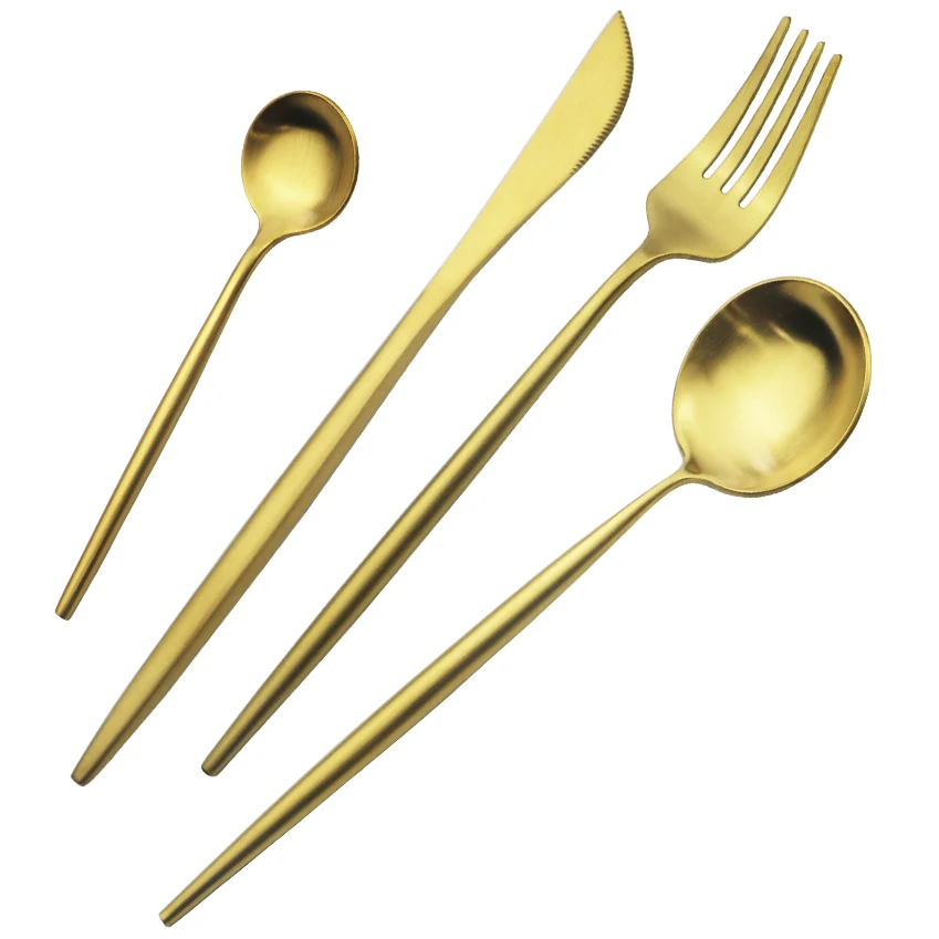 

4Pcs/set Gold Cutlery Set 18/10 Stainless Steel Dinnerware Silverware Set Party Kitchen Knife Fork Spoon Dinner Set Dropshipping