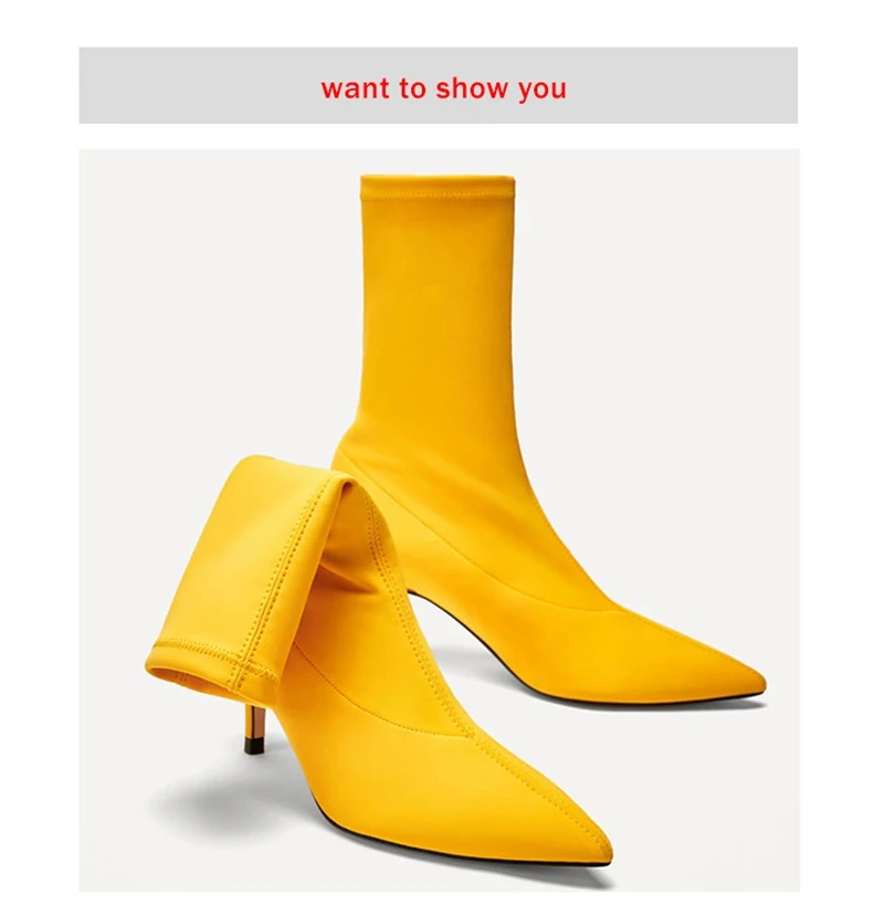 

short tube New style of pointed thin heel high heel elastic boots of autumn and winter 2020 short
