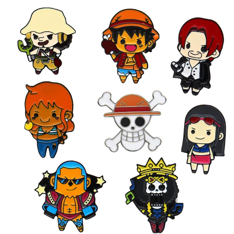 Аниме Q Version ONE PIECE Luffy Nami Usopp Nico Robin Фрэнки Брук Shanks Косплей металлический значок