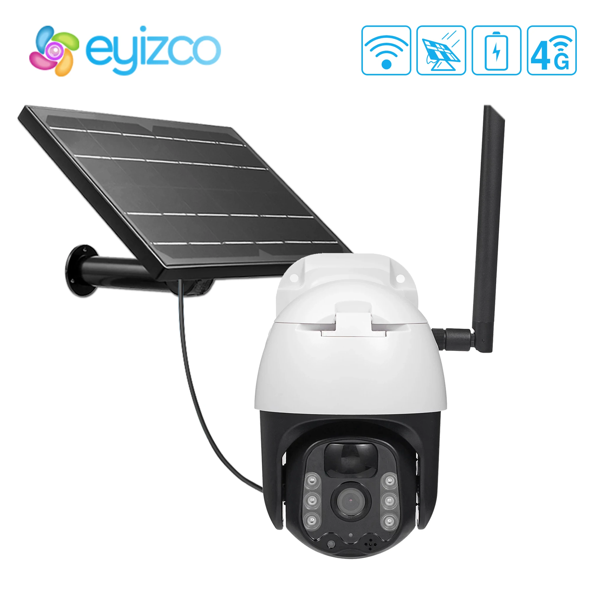 

IP Камера WiFi PTZ Камера на открытом воздухе 1080P 8 Вт Панели солнечные Перезаряжаемые 18650 Батарея солнечные безопасности Камера 12m движения PIR P2P