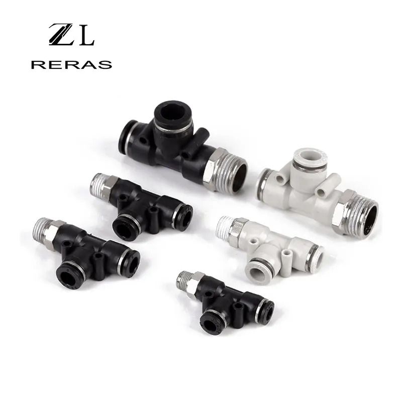 PD белый пластик быстрая вставка пневматический элемент Т-образного