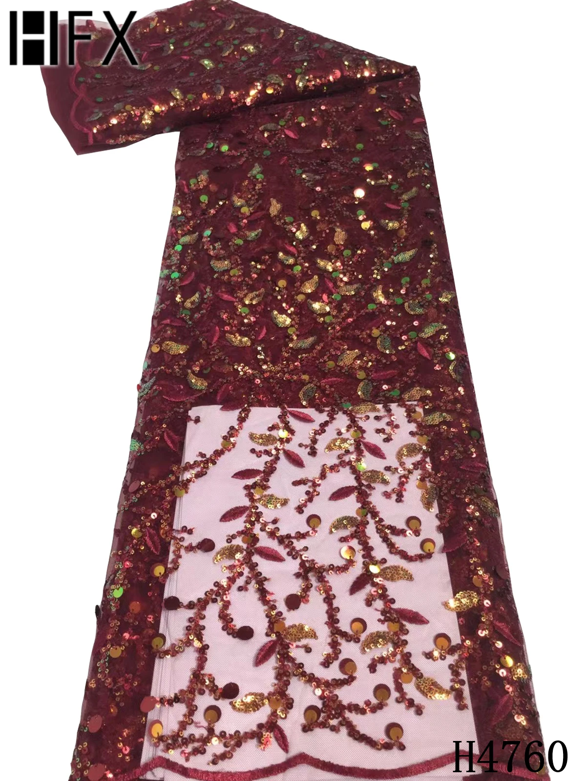 HFX Розовый французский блесток кружевной ткани 2021 Высокое качество африканская