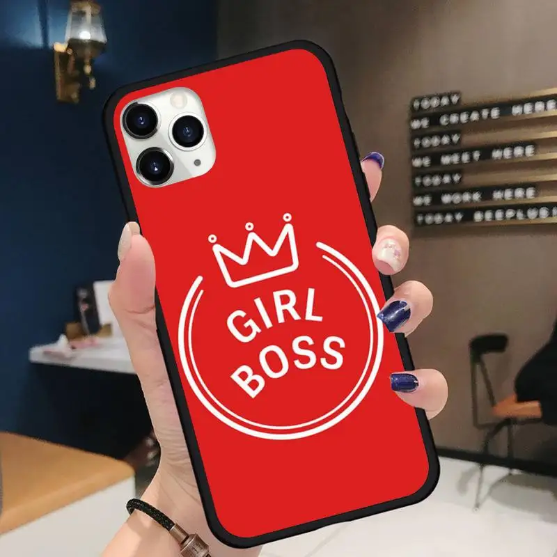 

Girl Boss Pink Women power Cartoon Novelty Phone Case for iPhone 11 12 pro XS MAX 8 7 6 6S Plus X 5S SE 2020 XR Soft silicone