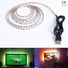 KINLAMS 5 в 50 см 1 м 2 м 3 м 4 м 5 м USB кабель питания Светодиодная лента светильник 2835 3528 Рождественская настольная лампа лента для ТВ фосветильник ка