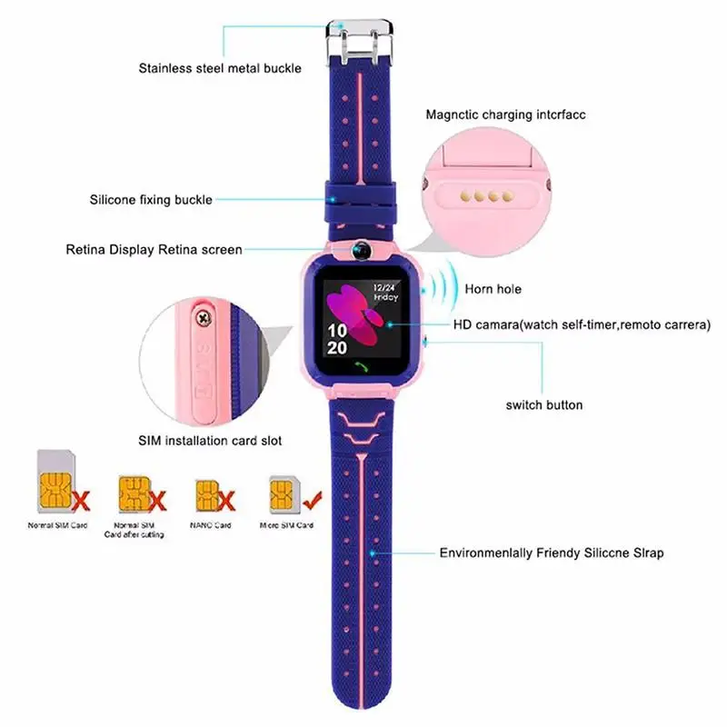 Q12 Детские умные часы 2G SIM LBS позиционирование ячейка Relogio Smartwatch Android для детей
