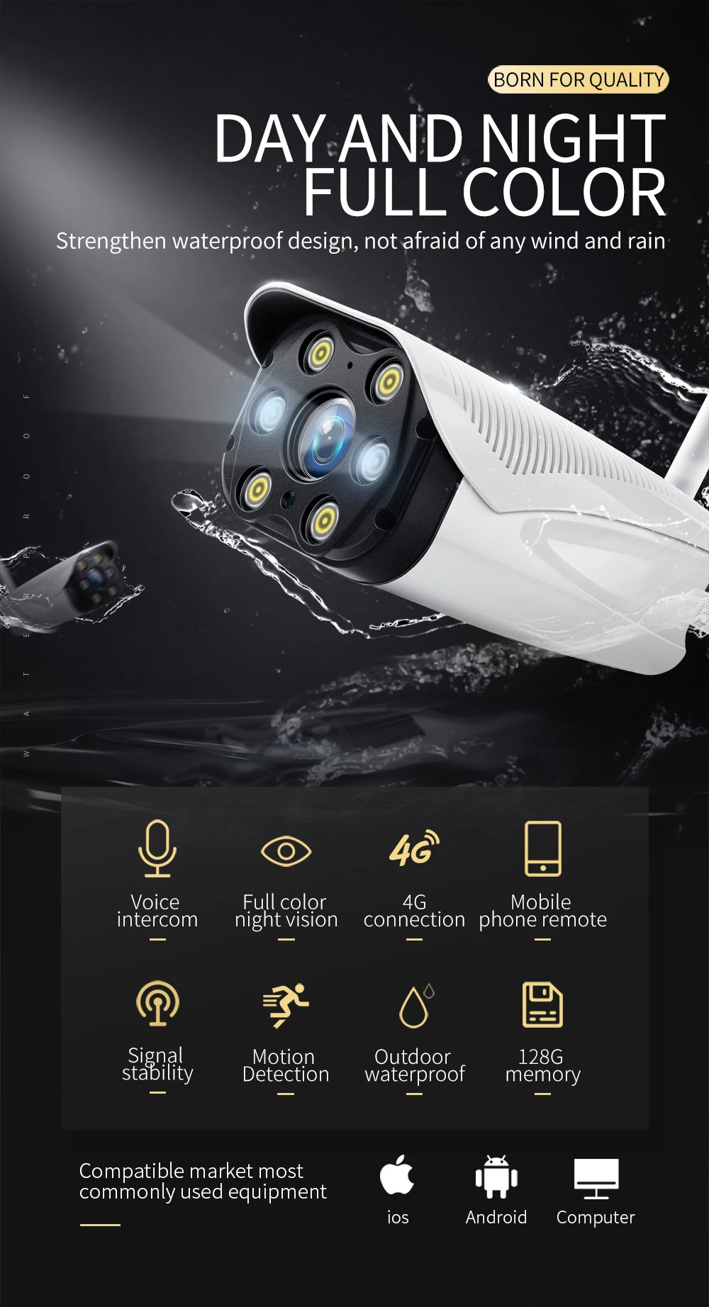 1536P 3MP уличная камера HD полноцветная камера ночного видения беспроводная 4G sim-карта CCTV камера IP66 Водонепроницаемая Камера Безопасности s