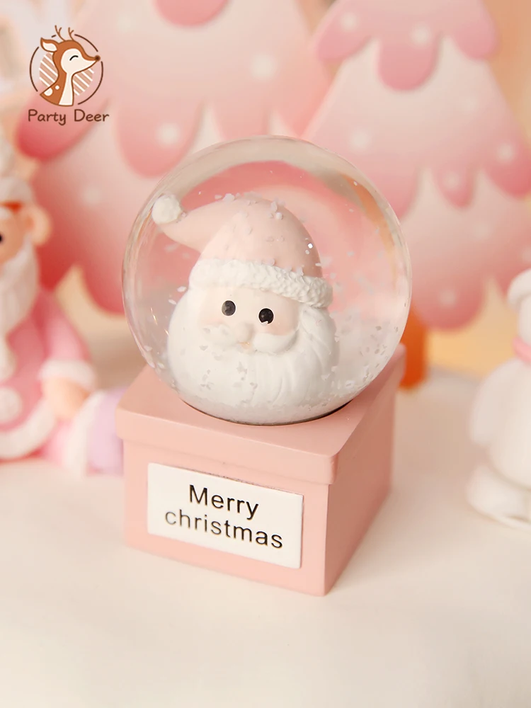 Розовый медведь для рождественской елки Санта Клаус Рождественский торт Топпер