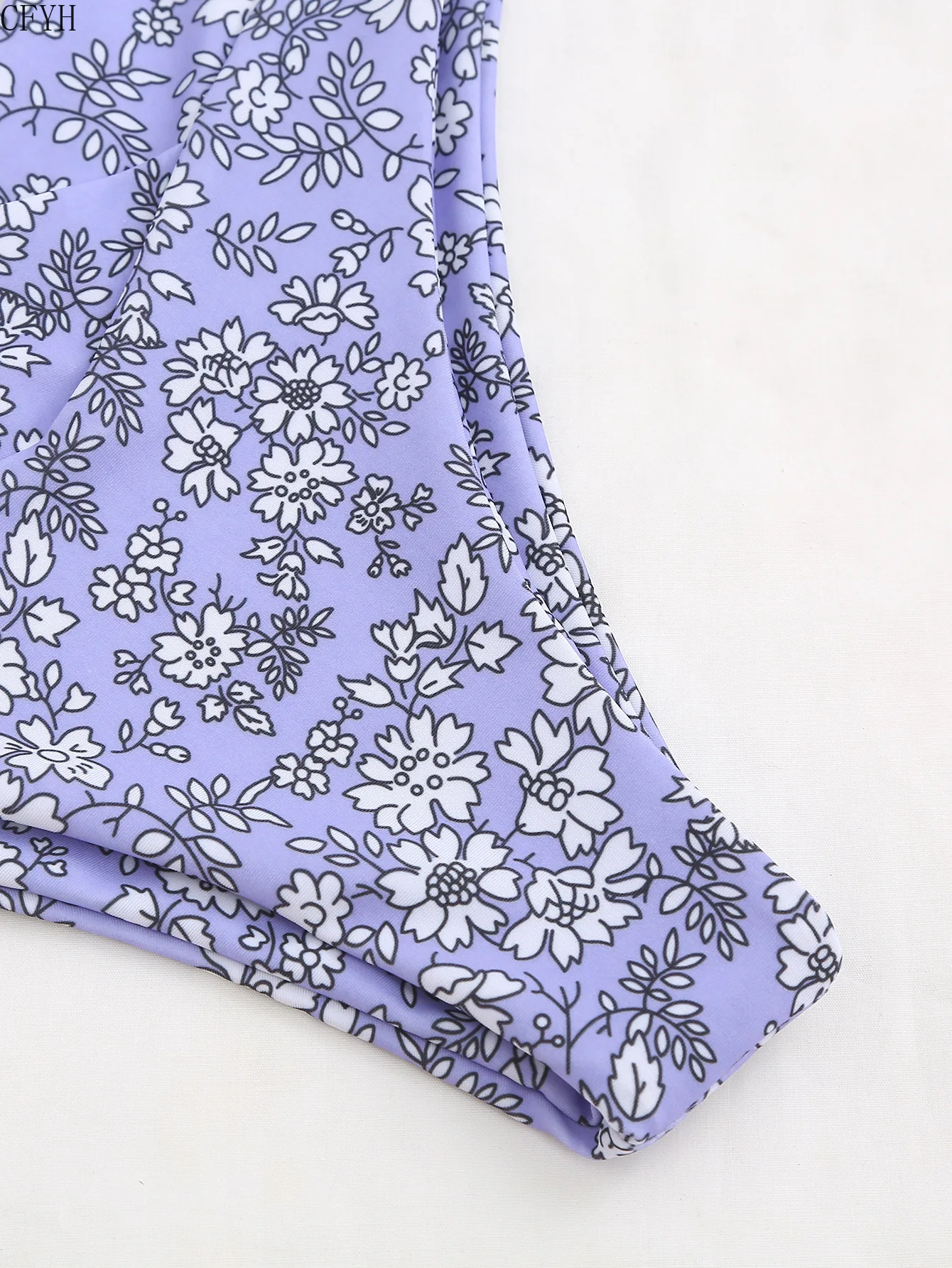

Sexy Purple Floral Print Bikini 2020 Women Halter Push Up Padded Low Waist Swimwear Female Bathers Bathing Suit Swimming Suit