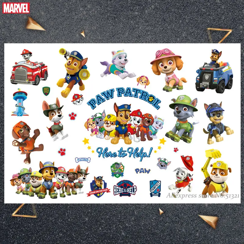 Темно-серый Paw Patrol Cartoon Temporary Tattoo Sticker For Boys Children Toys Tatoo Paper Paste Waterproof Party Kids Gift - Цвет: Темно-серый