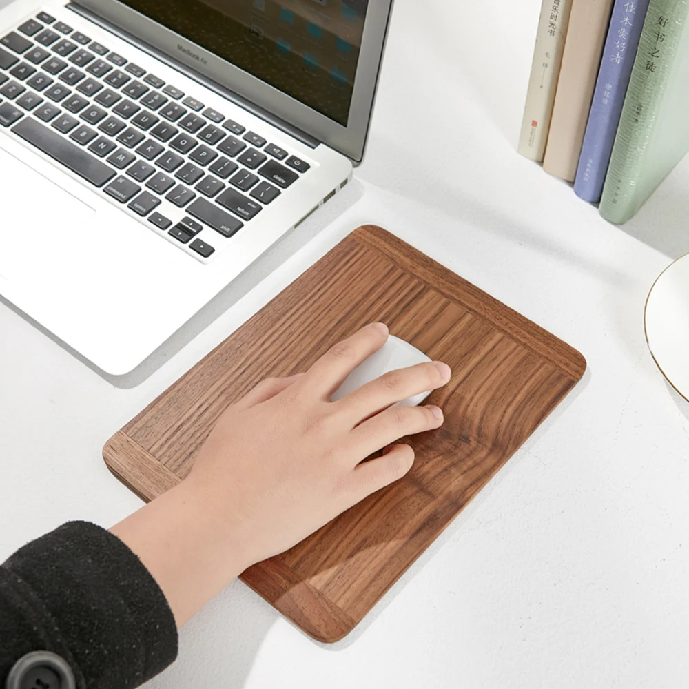 Черный грецкий орех деревянные Мышь коврик для офиса дома гладкая Защита