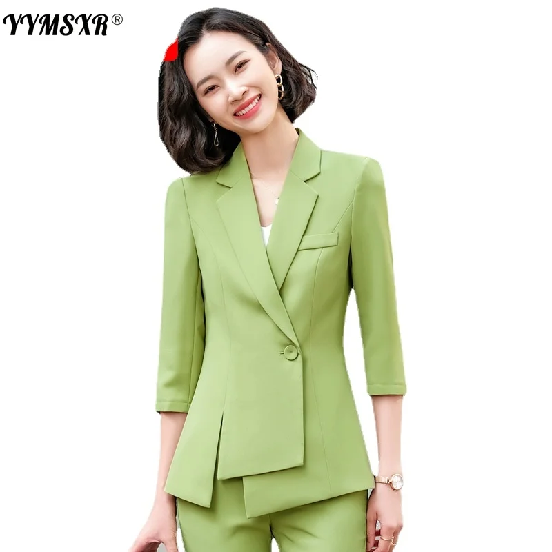 Spring and Autumn Women's Professional Office Pants Set 2022 New Sleeve Slim Suit Ladies Workwear Formal Wear High Quality