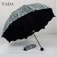 yada new fashion zebra stripe pattern 3 folding umbrella rain uv anime child umbrella for women man windproof umbrellas ys200085