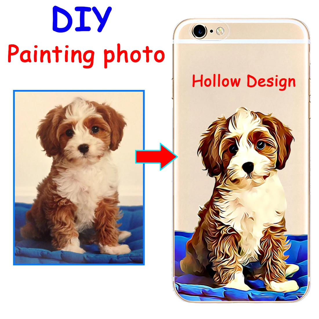 

Custom Illustrated Hand Drawn Dog Hollow Soft Phone Case Cover For Iphone 13 12 Pro Mini 11Pro Max Se2 6s 7 8 plus X XS XR Xsmax