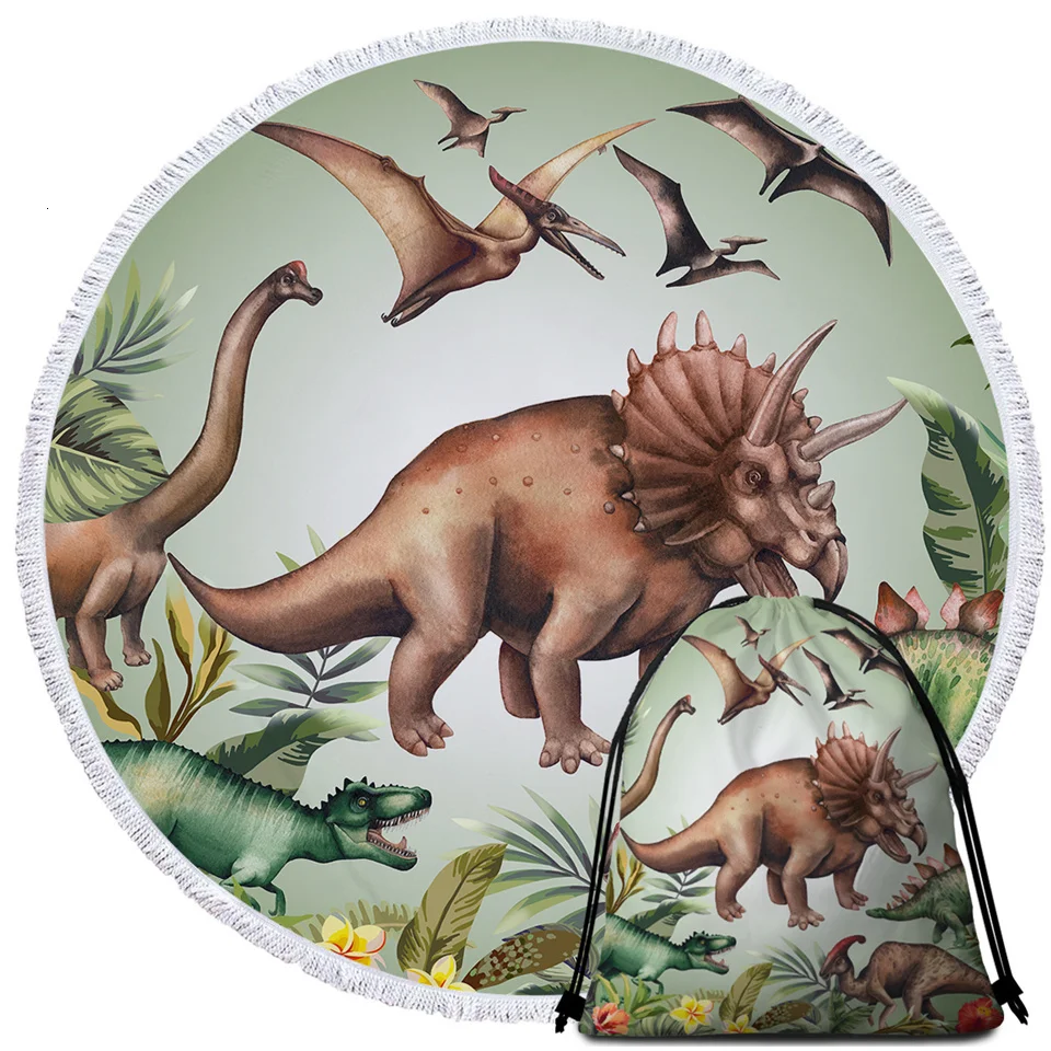 Постельное белье Outlet динозавр круглый пляжное полотенце Jurassic гобелен дети мультфильм карта мира микрофибра Большое банное полотенце для взрослых 150 см