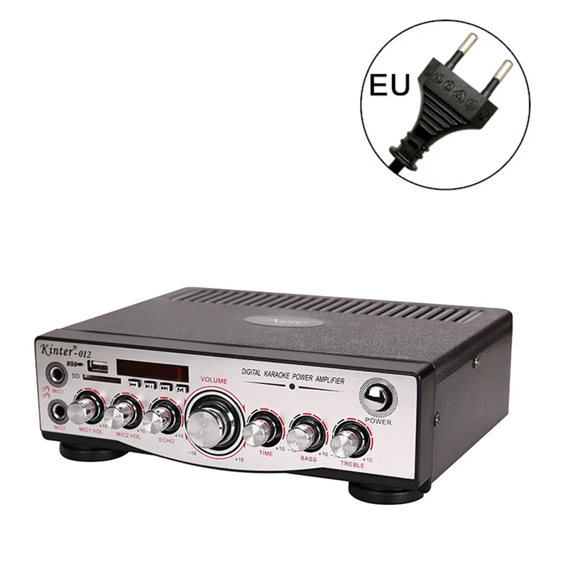 220V EU Kinter-012 BT усилитель аудио воспроизведение стерео усилитель звука 2,0 канал с bluetooth SD USB ввод управление бас ВЧ микрофон эхо - Цвет: 220V EU