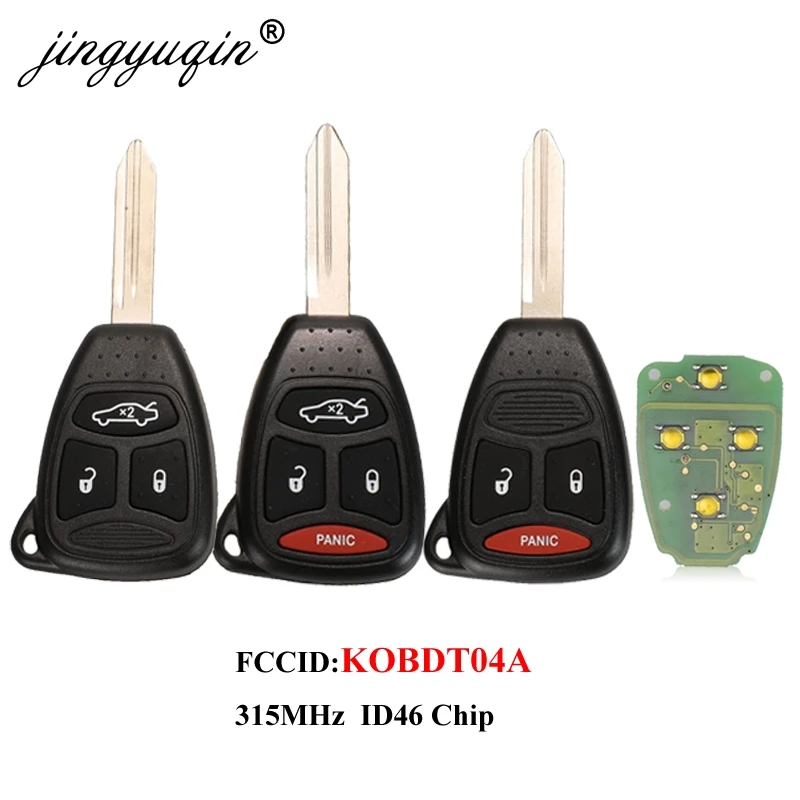 Jingyuqin 315 МГц KOBDT04A дистанционный Автомобильный ключ 3/4 кнопка для Dodge Chrysler Jeep Dakota