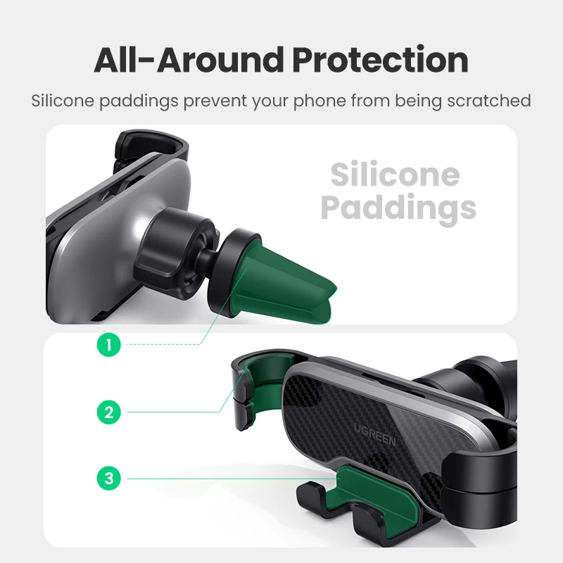 ugreen phone holder for phone in car air vent clip mount mobile phone holder gps stand for iphone 13 12 xiaomi car phone holder free global shipping