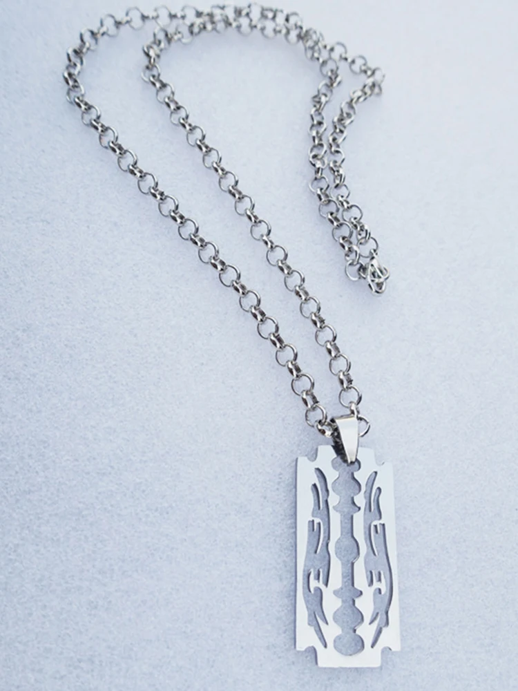 

Slippy Razor Blades Necklace Stainless Steel Pendant Animal Jewelry Fashion Men 12pcs/lot Wholesale