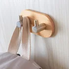 Настенная вешалка для одежды и сумок из нержавеющей стали с натуральным бамбуком