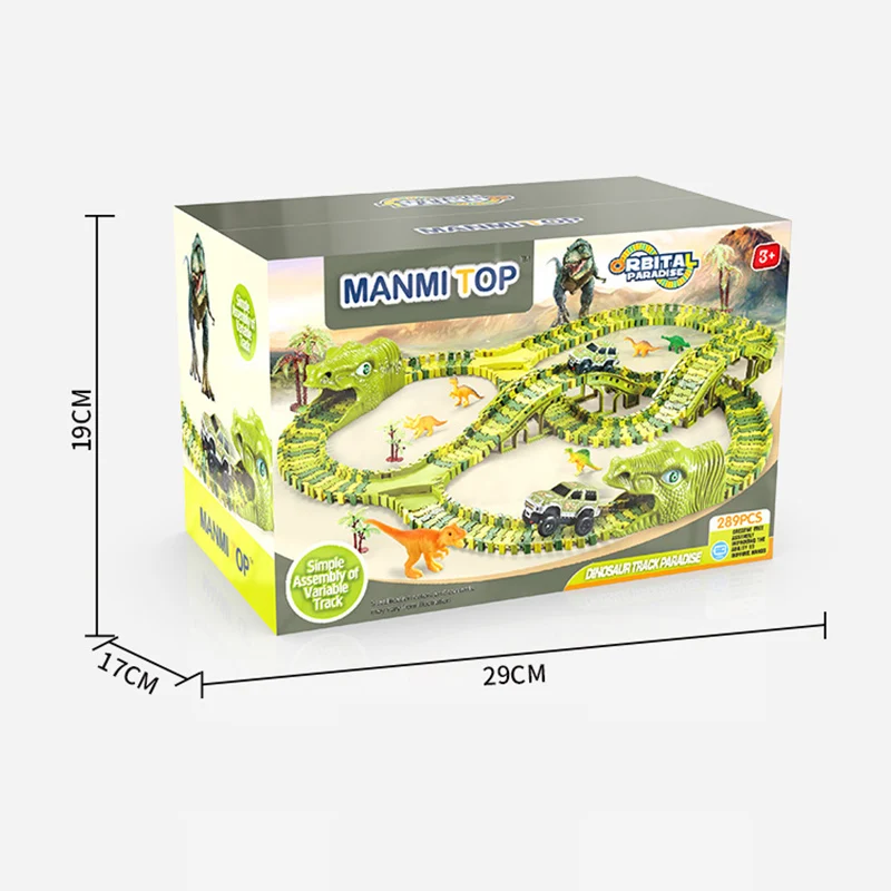 

Children Toy Dinosaur Electric Rail Car Road Race Set Diy Changeable Assembled Building Block Tracks Dinosaur Race Car Toy Gift