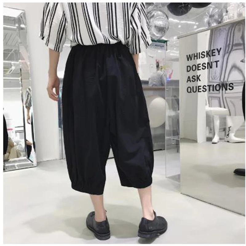 Мужские свободные брюки-султанки до щиколотки, брюки с широкими штанинами в японском стиле от AliExpress RU&CIS NEW