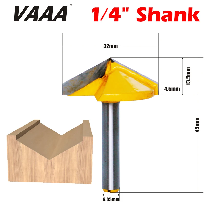 

VAAA 1/4 "хвостовик V бит CNC твердосплавная фреза 3D фреза для дерева 90 градусов Вольфрам деревообрабатывающий фреза