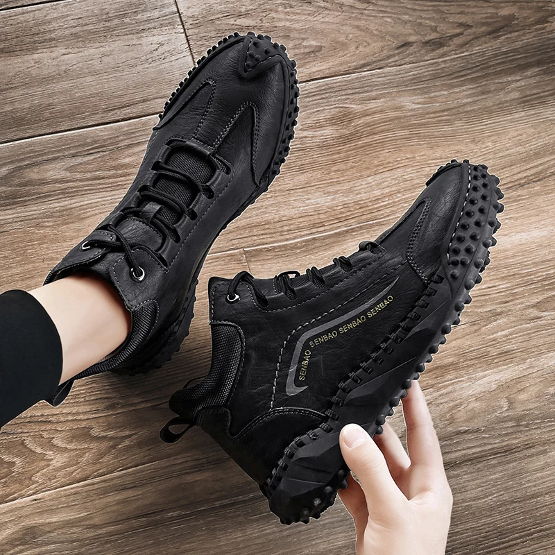 Мужские зимние ботинки с плюшевой подкладкой коричневые теплые для снега