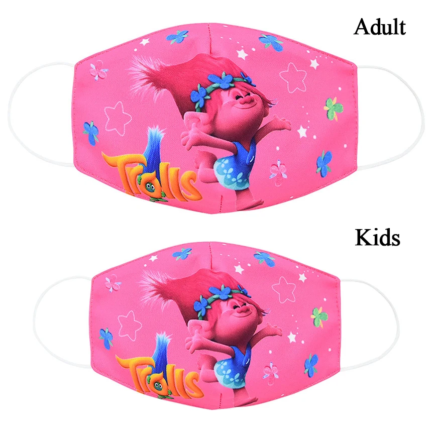 Маскарадная маска для детей с изображением троллей и Маков многоразовая