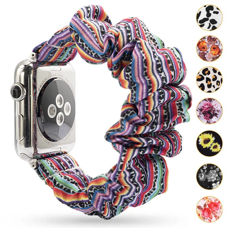 Scrunchie Elastic Band for Apple Watch 7 6 5 4 3 38 bands 40mm 42mm 44mm sport strap Bracelet for iwatch wrist series 7 45 41 mm