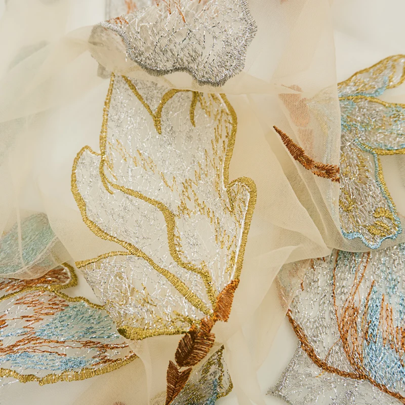 

3 Yards Dragonflies Mesh Embroidered Lace Fabric For Dress Telas Por Metro Tissus Au MÈTre Ткань Для Шитья Sewing Tecido Africa