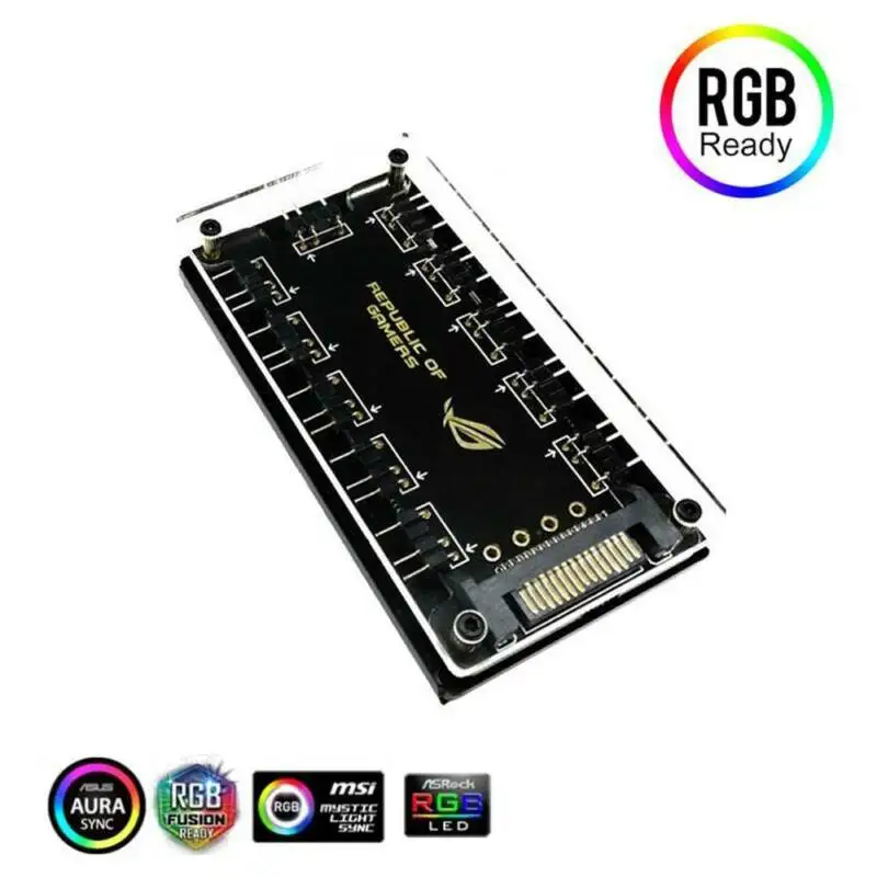 3Pin 5V RGB 10 Way Hub Splitter SATA Power PC PWM Cooling Fans Controller | Компьютеры и офис