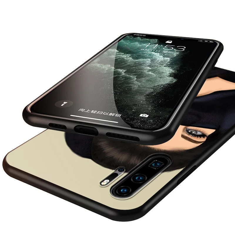 

Muslim Islamic Gril Eyes Black Cover For Huawei P40 P30 P20 P10 P9 P8 Lite E 5G 2017 2019 Pro Plus Phone Case