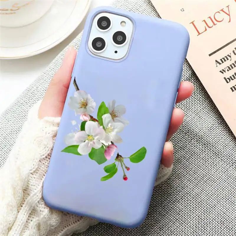 

cherry blossom Flower pink Phone Case Candy Color for iPhone 6 7 8 11 12 s mini pro X XS XR MAX Plus