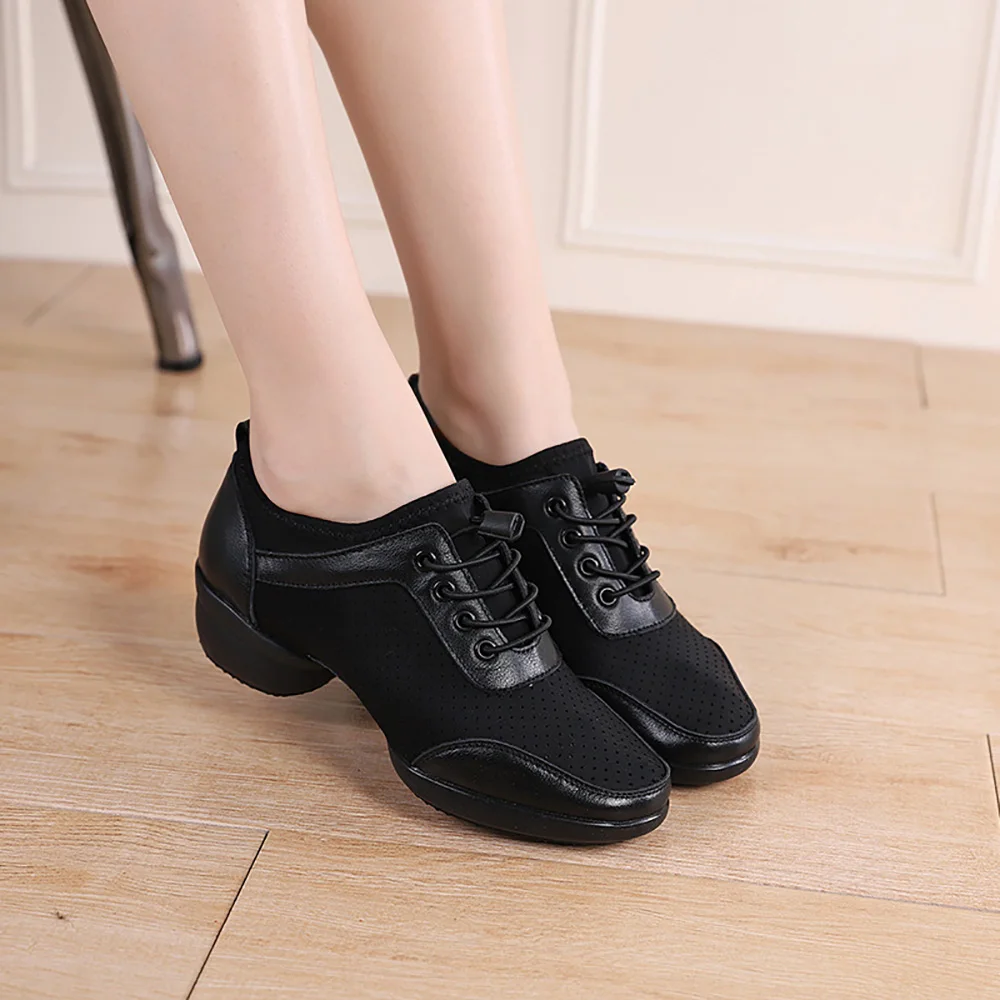 Genuine Leather Dancing Shoes Female 1919 Sailor Mesh Modern Square Dance Shoes Kick Breathable Light Deodorant And Breathable
