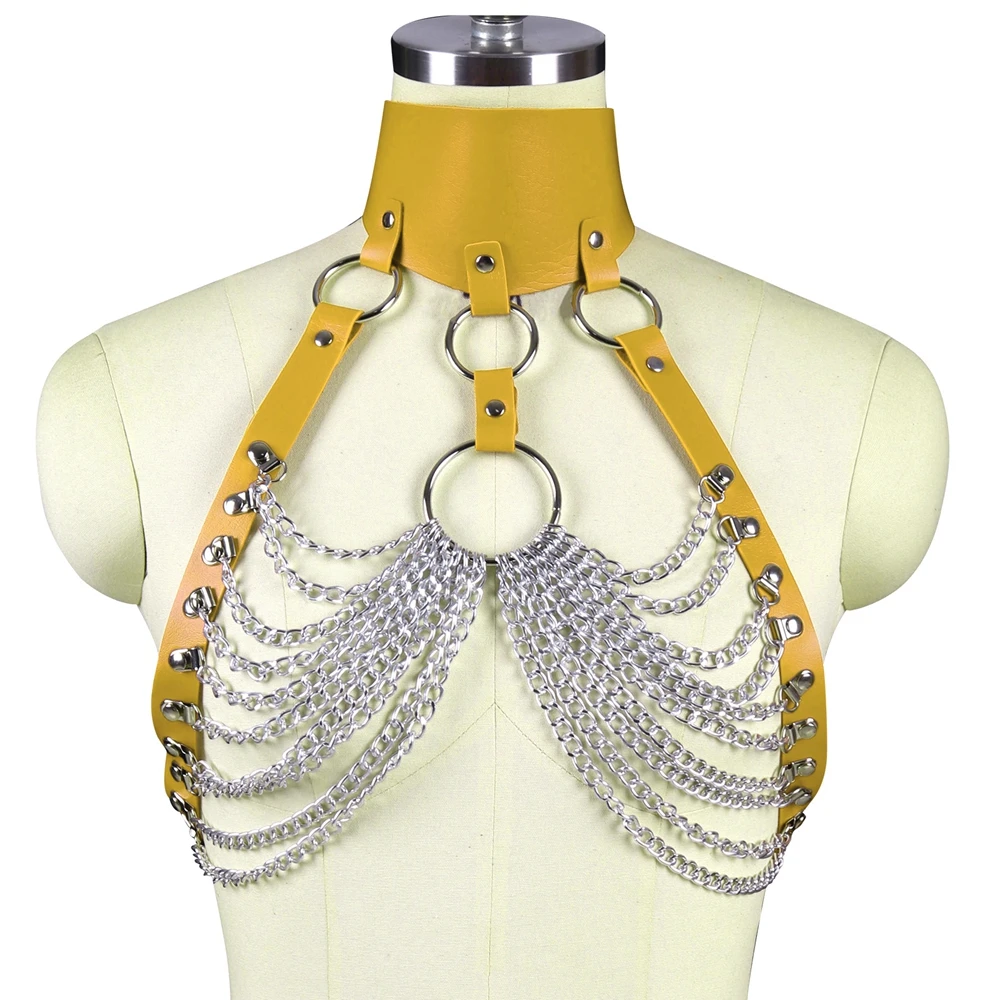 Women Sexy Lingerie Leather Body Cage Bondage Harness 90s Body Harness Belt Gothic Crop Tops Cage Bralette Fetish Harness