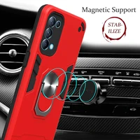 magnetic metal ring stand holder armor shockproof case for oppo reno 5 4g 5g 5 k find x3 lite soft tpu frame hard pc back cover