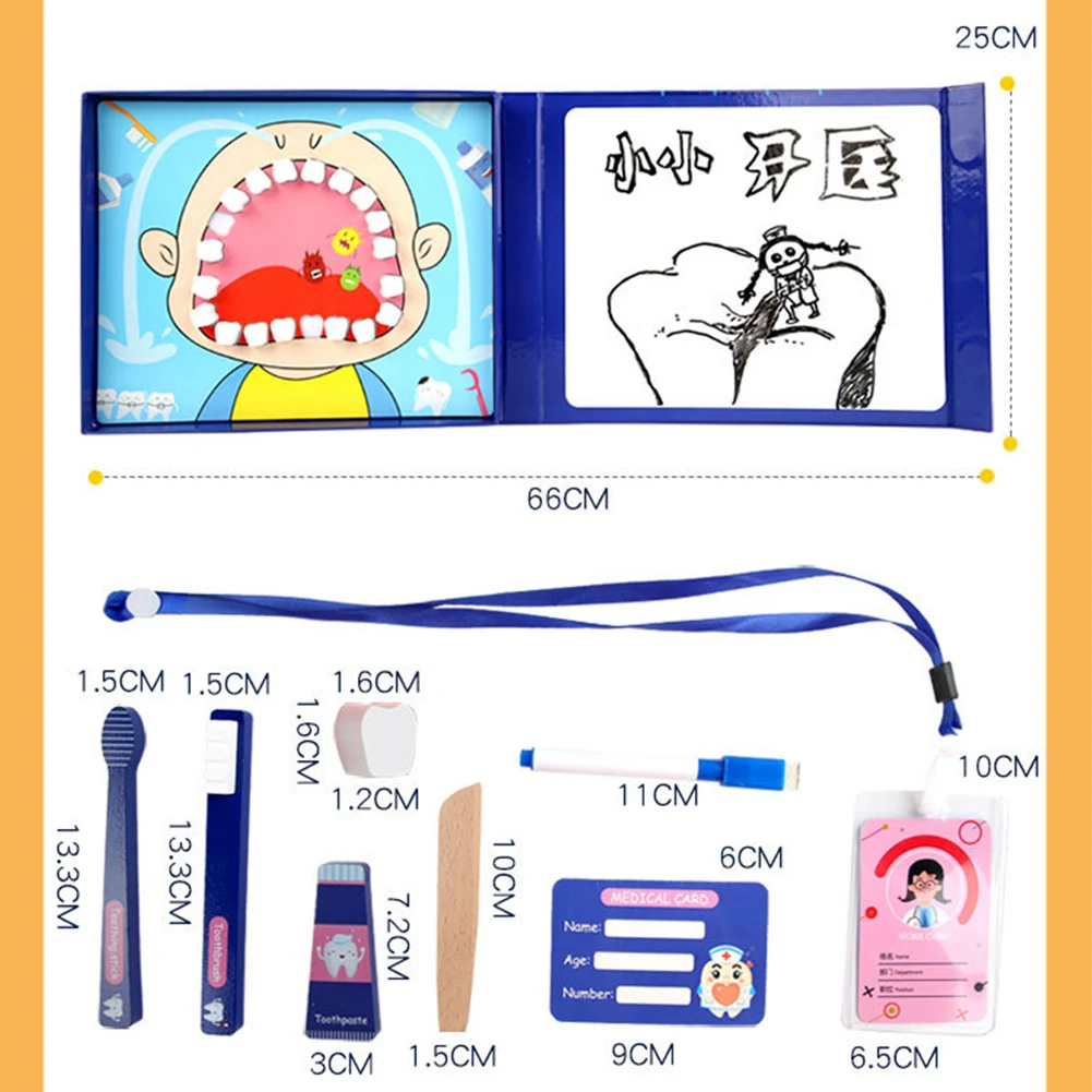 

Wood Simulation Dentist Set Early Education Pretend Play Dental Puzzle Toys for Kids Boys Girls Gifts Education Toys