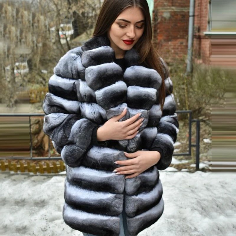 YZ Future Chinchilla, Женское зимнее пальто из кролика Рекс, пальто из натурального меха, куртка с меховым воротником, классический стиль, мода