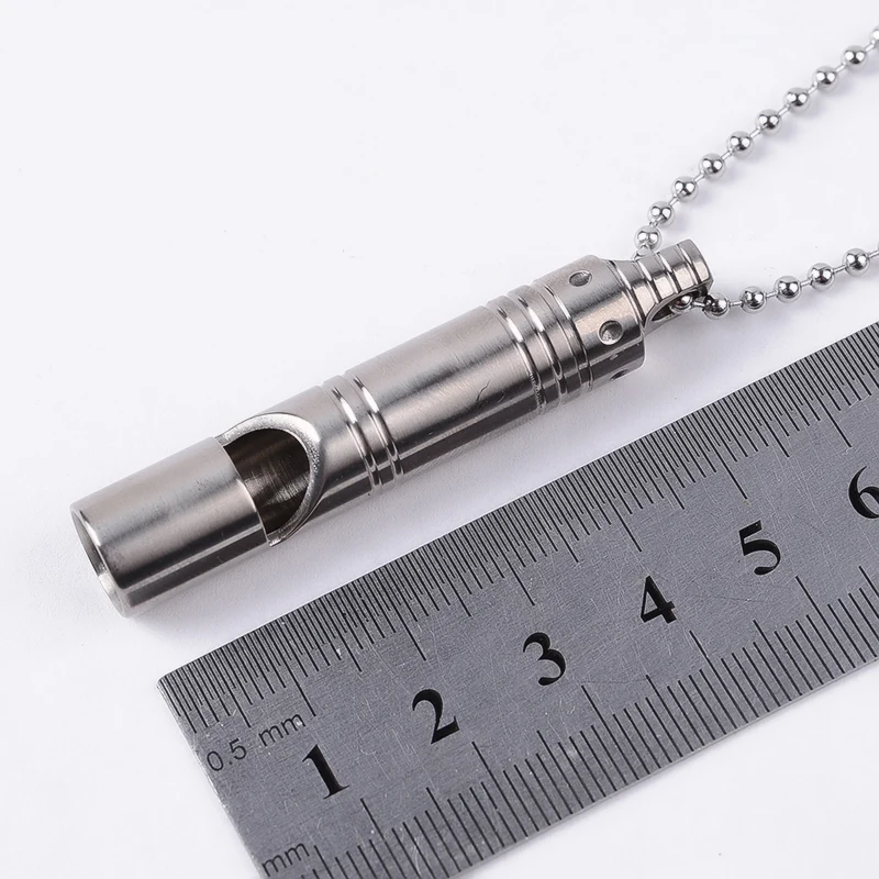 

Outdoor Survival Emergency Whistle Camping Ultra Portable High Decible Titanium Alloy Whistle With Chain Cheerleading Whistle