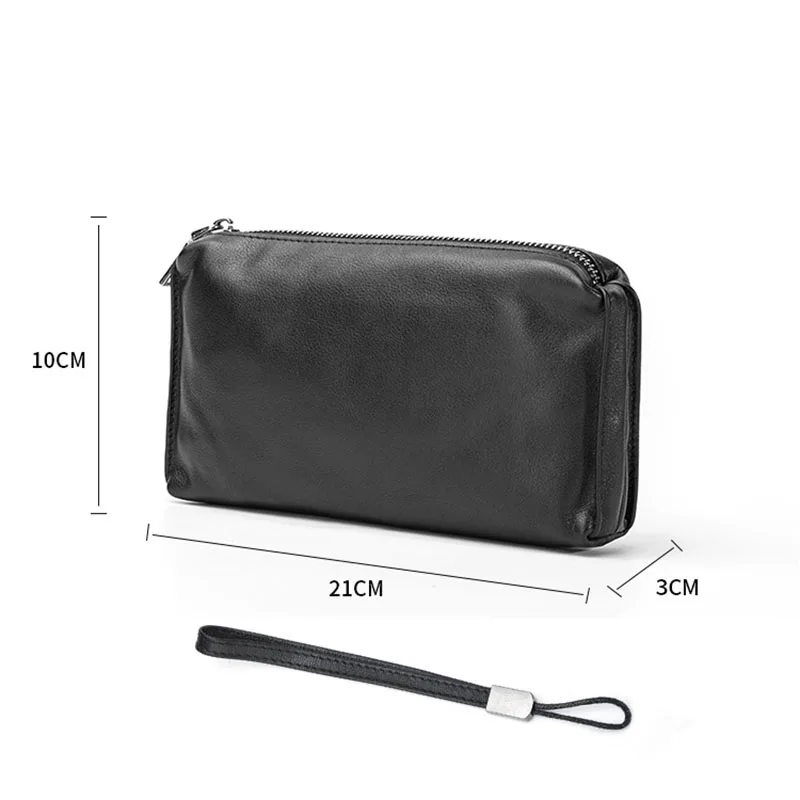 

MOTAORA Men's Leather Clutch Genuine Leather Casual Handbags For Men 2021 New Soft Zipper Wallet Male Long Mobile Phone Holders