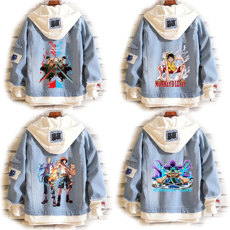 2021 модный костюм Luffy цельный Косплей джинсовые куртки Ace пальто с капюшоном