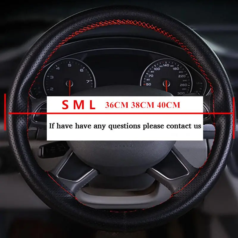 GSPSCN DIY натуральная кожа чехол рулевого колеса автомобиля мягкие Нескользящие воловья коса с иглами нить 36 38 40 см размер