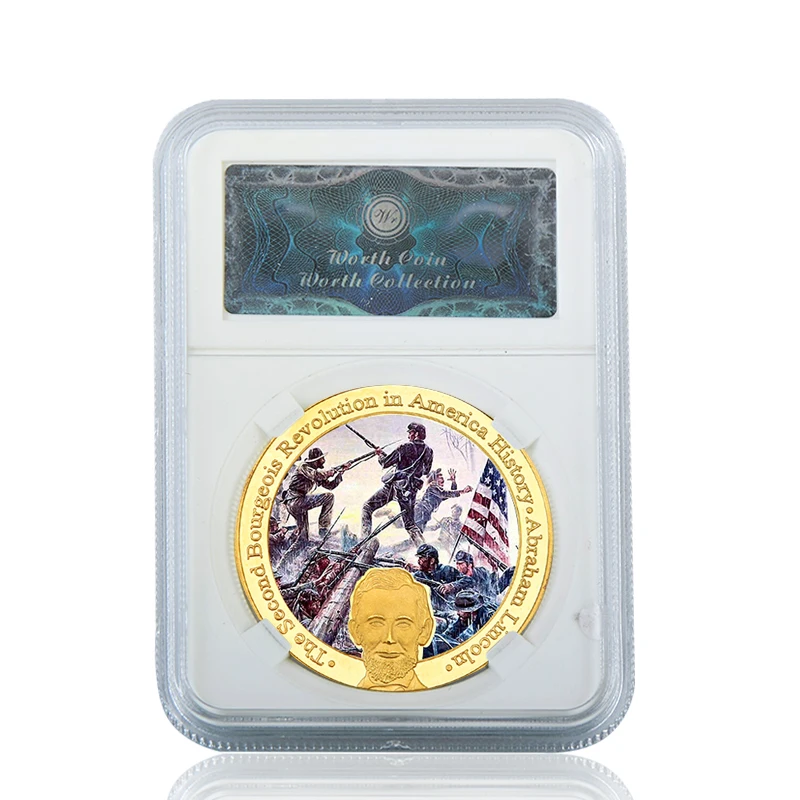 coin4 with case WR американская военная война Золотой коллекционный набор монет военный сувенир монетница армейский вызов монеты медаль подарок пункт дропшиппинг - Цвет: coin4 with case