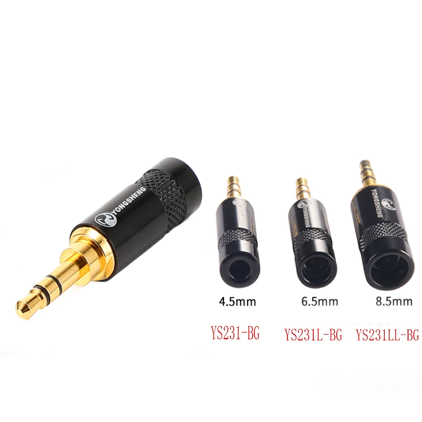

10PCS/Lot YS231/YS231L-BG 3.5mm Audio Male Plug Connector 3-Poles Dual-Channel For Stereo Earphone