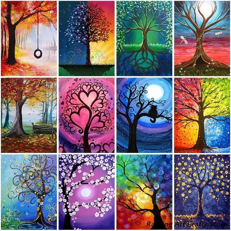 

5D Diy Diamond Painting Abstract Tree Landscape Embroidery Full Square Round Drill Cross Stitch Kits Mosaic Pictures Home Decor