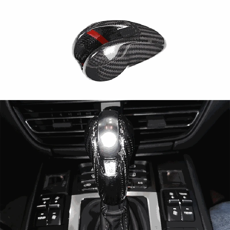 

Carbon Fiber Car Gear Shift Knob Cover Trim for Porsche-Cayenne MACAN 718 911 2014-2020 Auto Gear Shift Knob Cover Cap