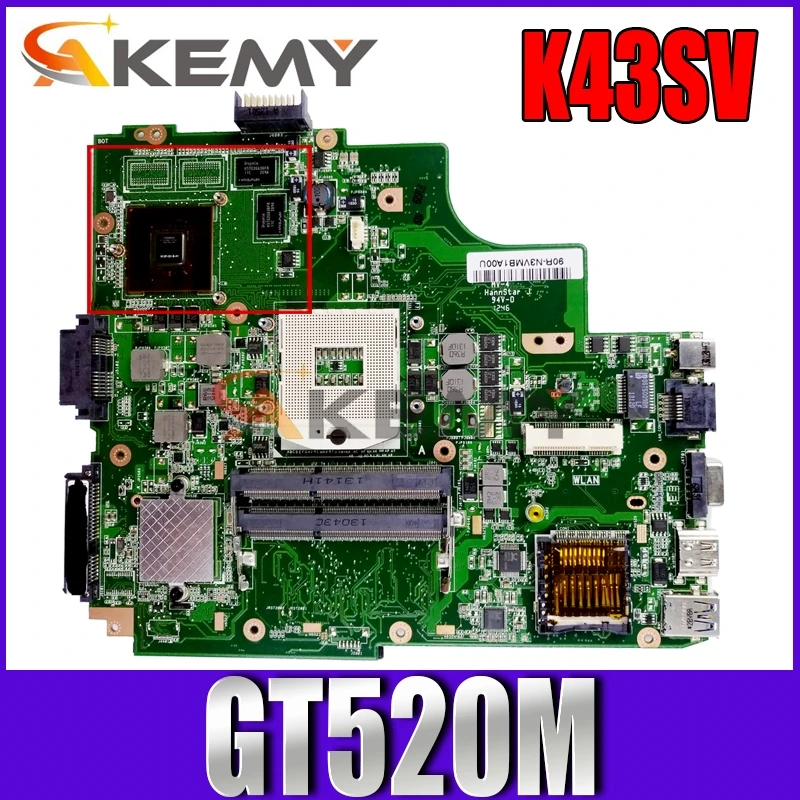 Материнская плата Akemy K43SV для ноутбука ASUS K43SJ K43SC K43SM K43S оригинальная материнская