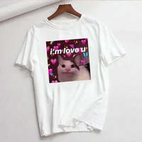 new fashion cute cat print t shirt women summer white short sleeve harajuku aesthetic casual funny t shirt for lady girl